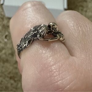 Regal Rose Sterling Silver Skeleton & Mermaid Embrace Ring Adjustable